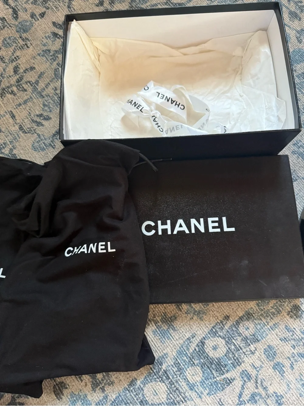 CHANEL Two-Tone Taupe and Black Block Heel Pumps